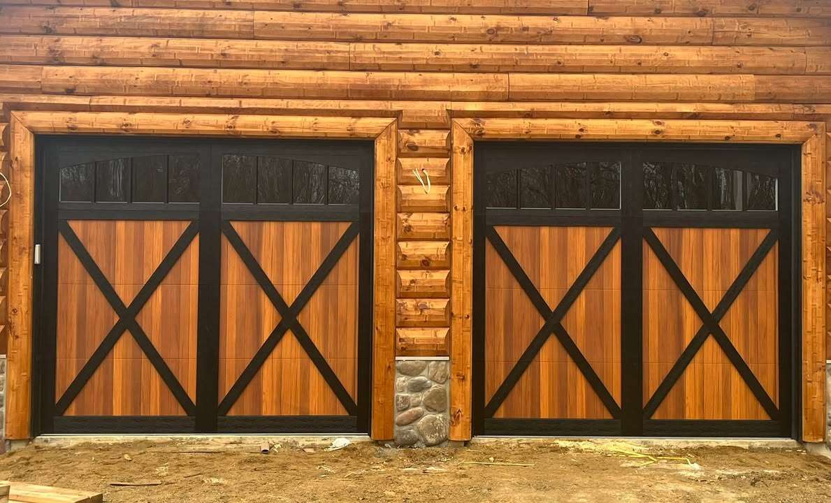 9’x8’ model 5602 design 34A doors unlimited cedar shoreline black overlay3