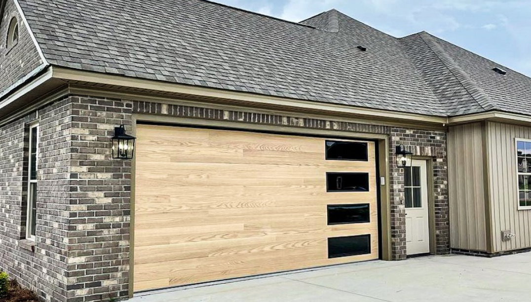 Natural oak garage door