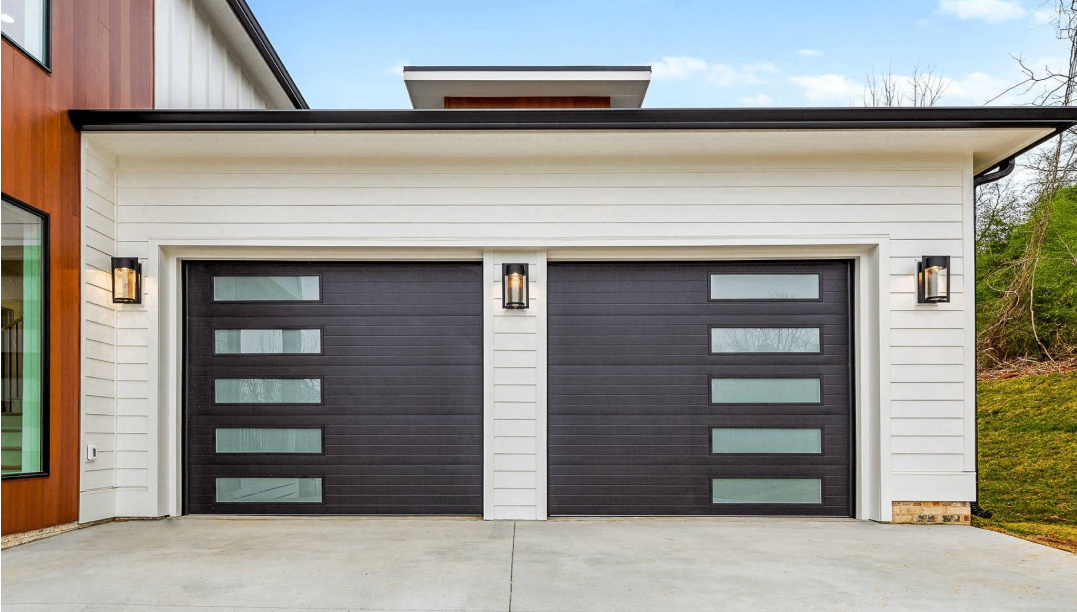 black garage doors