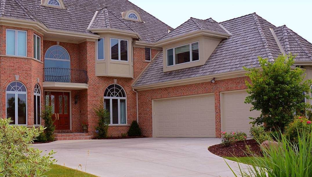 desert tan raised panel garage door