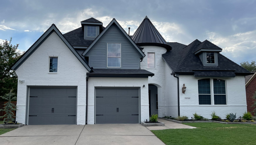 graphite stamped carriage house garage doors