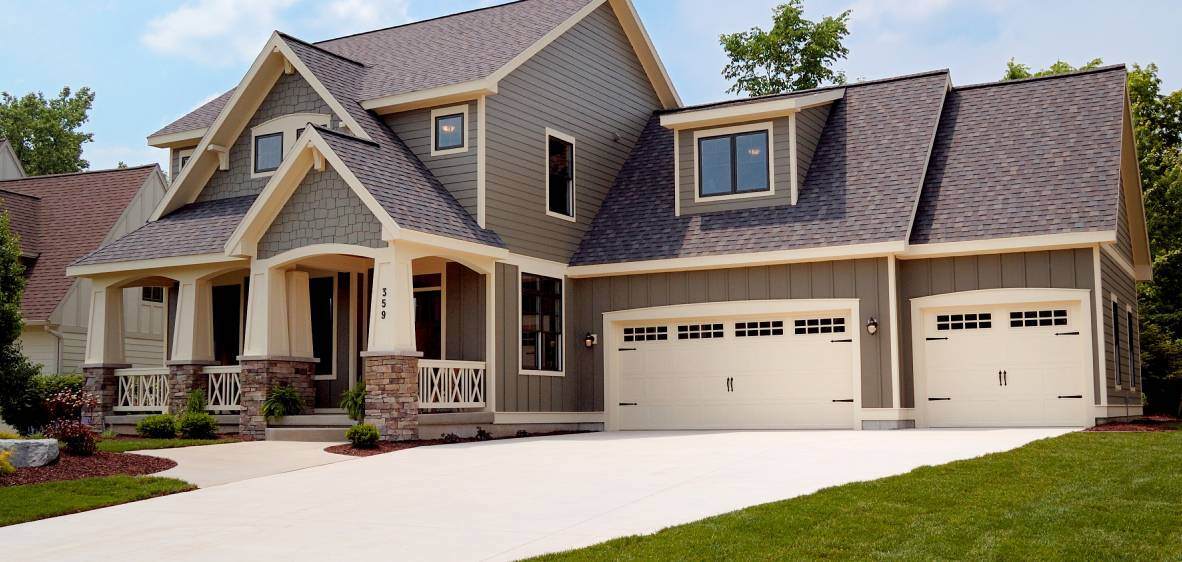 modern farmhouse garage door in white