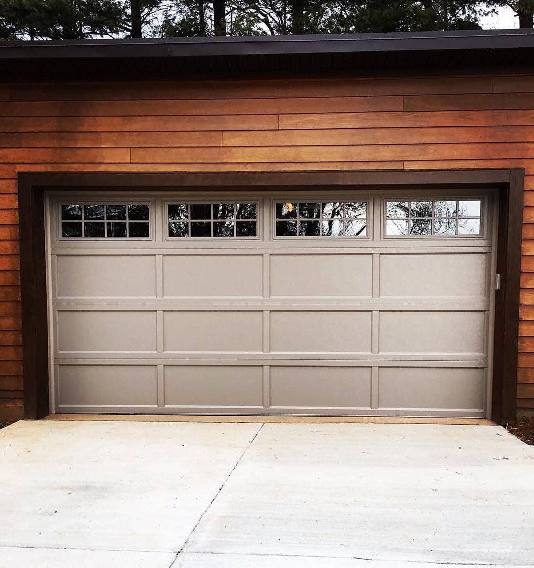 sandstone recessed panel garage door