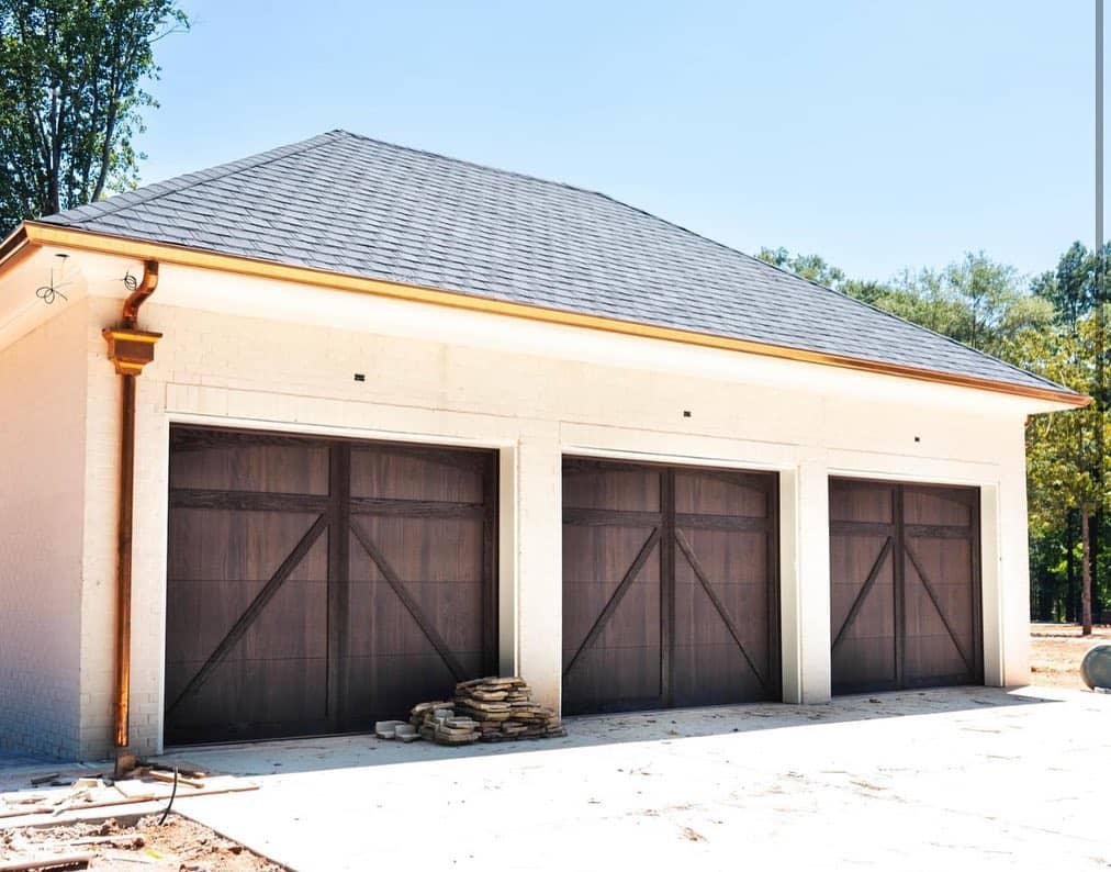 dark oak wood-look shoreline overlay garage doors