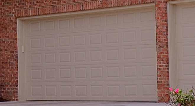 Close up of desert tan garage door