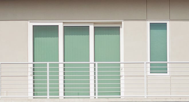 close up of window with balcony